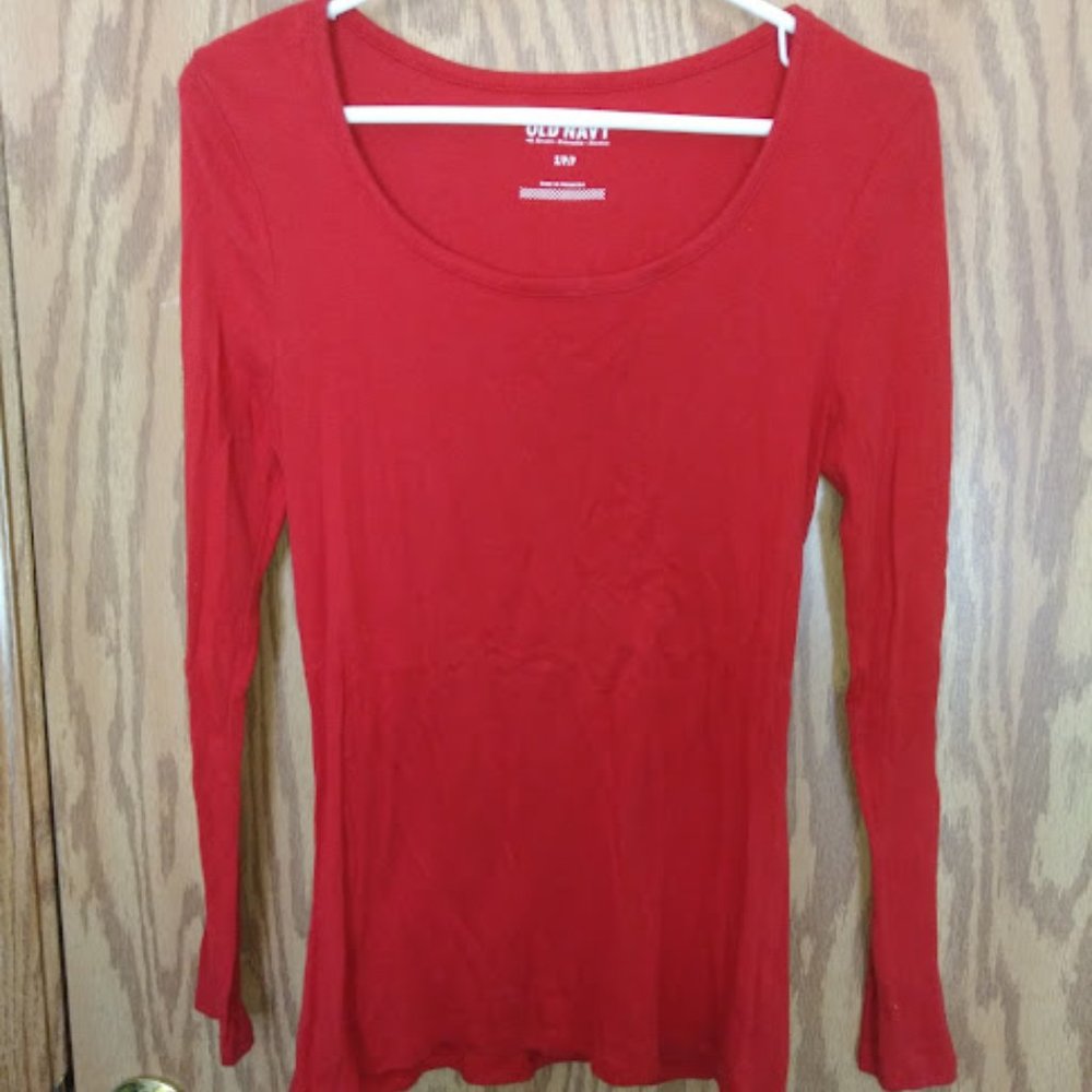 Old Navy 'Stretch' Red Long-Sleeved Tee, Size Small